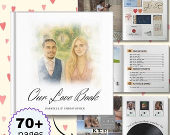 Custom Couples Love Book Template: Personalised Memory Journal & Date Night Bundle (Digital Download), Valentines Day Gift