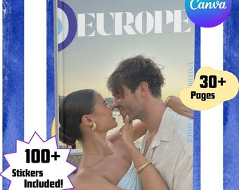 European Couples Travel Magazine | Travel Album | Summer Vacation Scrapbook | Printable Digital Album, Gift for him,  Anniversary Journal