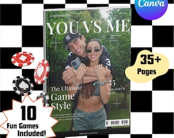 Couples Games Magazine Canva Template – 35+ Pages of Quizzes, Crossword, Maze, Snake & Ladders Board Game, Date Night Special Printable Gift