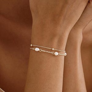 Natural Freshwater Pearl Bracelet, Double Layer Beads Pearl Bracelet, Wedding Jewelry, Bridesmaid Gifts, Bridal Shower Gift, Christmas Gifts