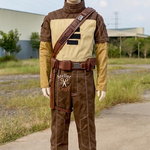 Custom Bounty Hunter Flight Suit with Holster Belt | Star Wars Inspired Mandalorian Cosplay Costume | Handmade Men’s Sci-Fi Armor Outfit
