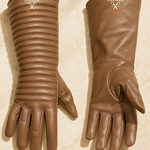 Darth Vader Inspired Leather Gauntlet Gloves – Long Ribbed Cosplay Gloves, Sith Costume Accessory, Handmade (Black/Brown)