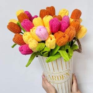 Handmade Crochet Tulip Bouquet,Knitted Tulip,Crochet Flowers,Crochet Gift,Flower Arrangement,Home Table Decor,Gift for her,Housewarming gift