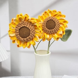 Handmade Crochet Sunflower Desk Decor,Knitted Sunflower Bouquet,Crochet Flowers Gift,Mother’s Day Gift,Flower Arrangements,Vase Flower Decor