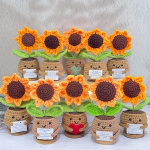 Handmade Crochet Sunflower Gift,Emotional Support Plant,Thank you for helping me grow,Personalized Appreciate Gifts for Boss/Teacher/Friends