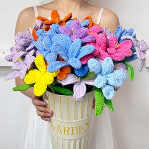 Handmade Crochet Open Tulip,Crochet Tulip Branches,Knitted Tulip Bouquet,Crochet Desk Decor,Flower Arrangement,Mothers Day Gift for her
