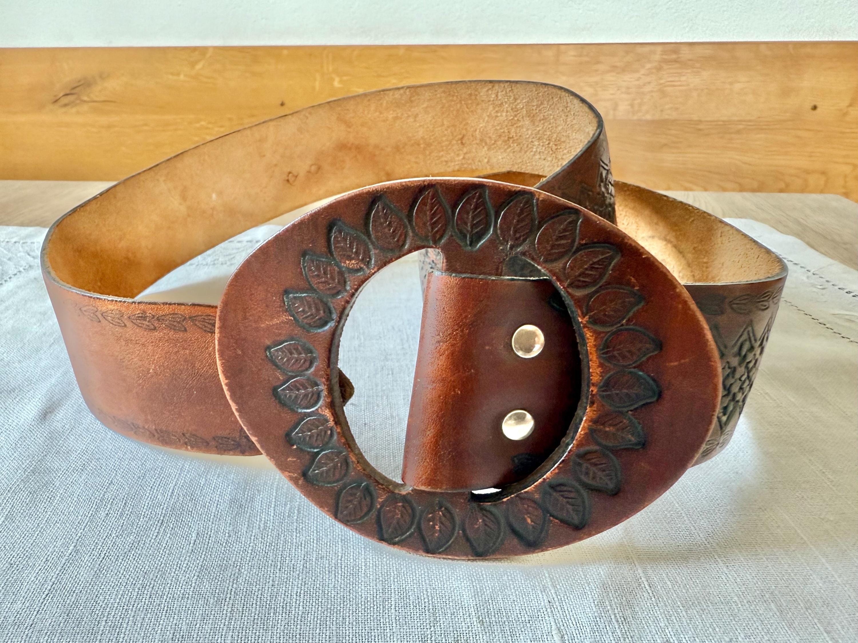 Beautiful Vintage Leather Belt With Large Buckle - Etsy display picture 1