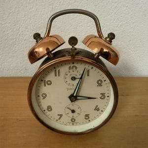 Peter Doppelglockenwecker Made In Germany Kupfer Vintage 1950er-1970er Jahre