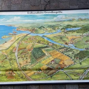 Schulwandkarte Rollkarte Erdkunde Rollbild Lehrtafel Deko