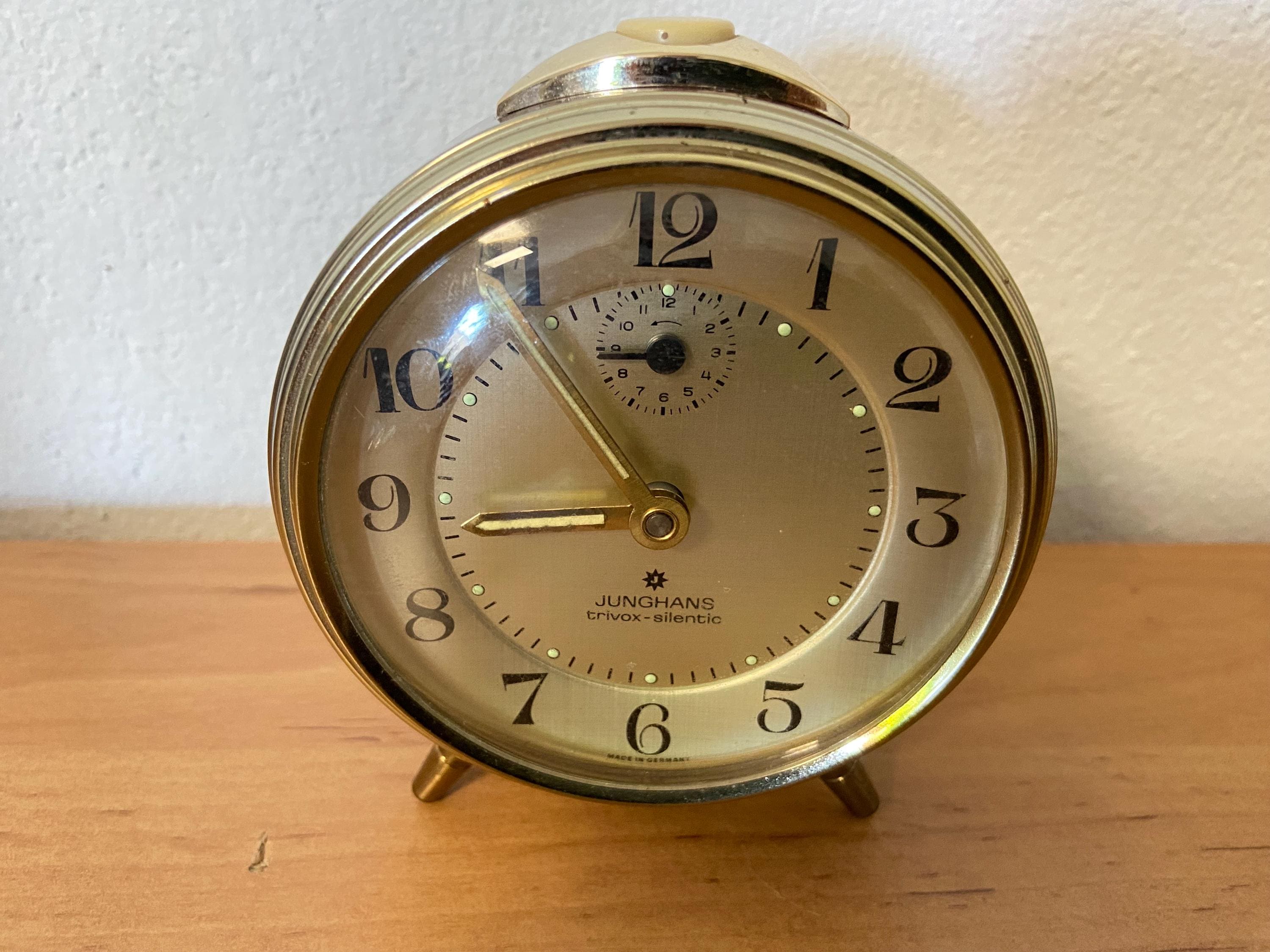 Edler Junghans Trivox Silentic Wecker Tischuhr mechanisch Gold