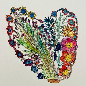 Obra de arte original única, pintada à mão e assinada. Montado em quadro de arte A3. Da minha coleção 'From the Heart' (Flowers) da primavera de 2025