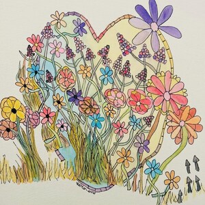 Obra de arte original única, pintada à mão e assinada. Montado em quadro de arte A3. Da minha coleção 'From the Heart' (Flowers) da primavera de 2025