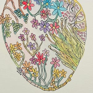 Obra de arte original única, pintada à mão e assinada. Montado em quadro de arte A4. Da minha coleção 'From the Heart' (Flowers) da primavera de 2025