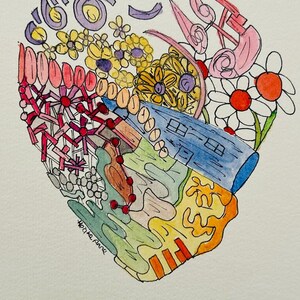 Obra de arte original única, pintada à mão e assinada. Montado em quadro de arte A4. Da minha coleção 'From the Heart' (Flowers) da primavera de 2025