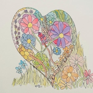 Obra de arte original única, pintada à mão e assinada. Montado em quadro de arte A3. Da minha coleção 'From the Heart' (Flowers) da primavera de 2025