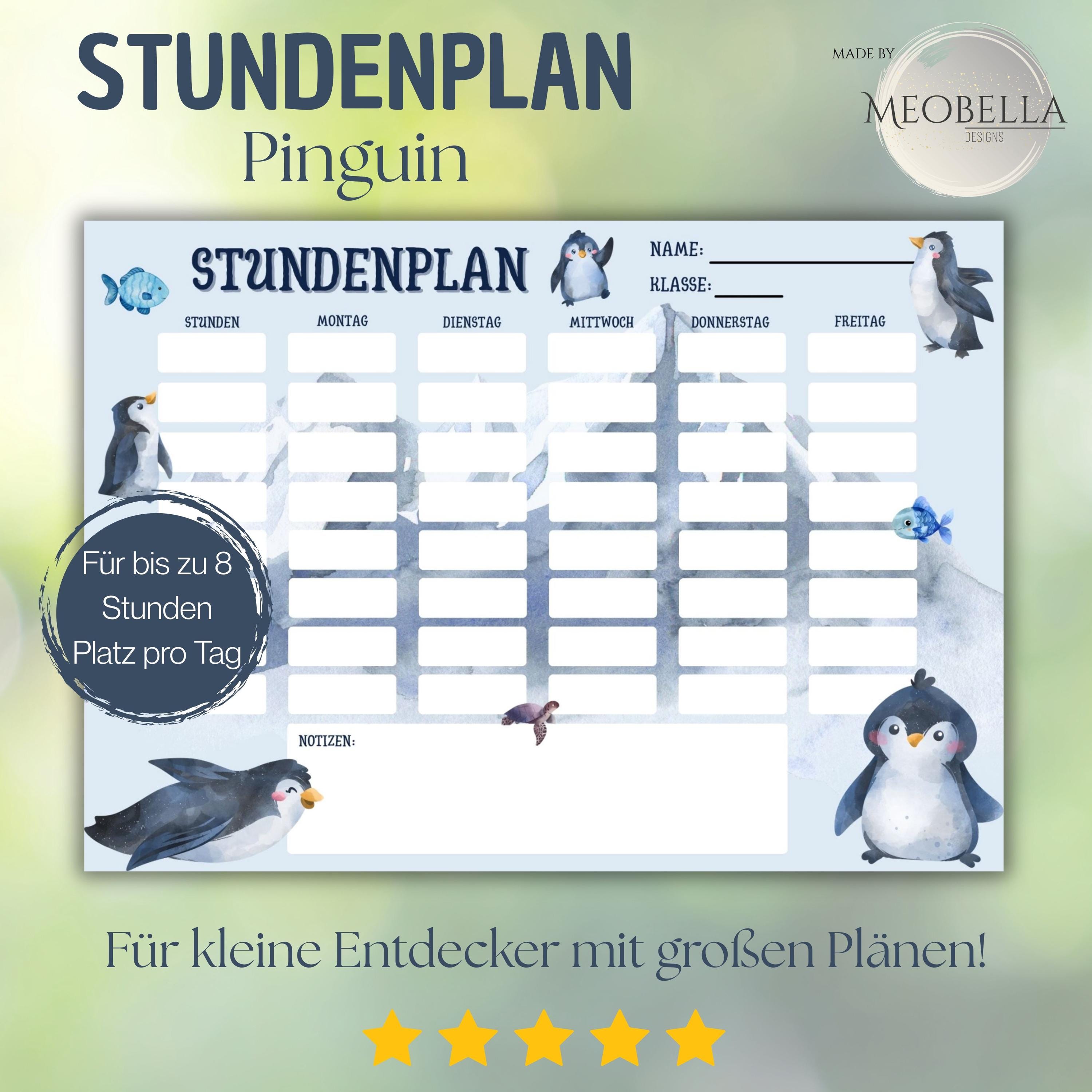 Timetable Template, Printable Timetable A4, Penguin Primary School ...
