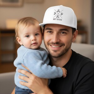Personalisierte Papa Cap EST 2026 als stylisches Snapback Cap Herren, ideales Geschenk für Papa zum Geburtstag oder als Weihnachtsgeschenk Papa. Cooles Papa Cap mit personalisierbarem Frontdruck, perfekt als Geschenkidee für werdenden Papa, Vatertagsgeschenk oder Geschenk für Männer Papa. Hochwertige Papa Cappy aus 100 % Baumwoll-Twill, bequem & verstellbar. Moderne Dad Cap als Geschenk für Papa Geburtstag, Weihnachten Papa Geschenk Vater und persönliches Papa Geschenk.