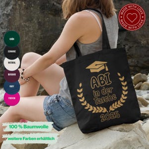 Geschenk Abiturient Stoffbeutel Tasche für Schulabschluss Abschlussklasse 2025 Abitur Mädchen Junge Geschenkideen Abi Stofftasche Abitur