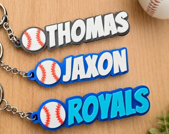 Custom Baseball Name Keychain • Personalized Sports Bag Tag • Gift for Players & Coaches