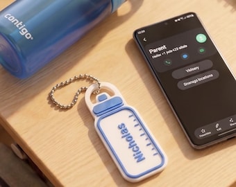 Personalized Water Bottle NFC Emergency Tag | Custom Kids Emergency Contact Tag | Rewritable NFC Keychain | School Safety Tag