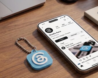 Threads NFC Keychain, Custom Rewritable NFC Tag, Tap to Open Threads Profile, Social Media Networking Gift, Works with iPhone & Android