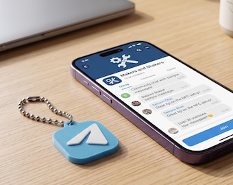Telegram NFC Keychain, Custom Rewritable NFC Tag, Tap to Open Telegram Profile, Business Networking Gift, Works with iPhone & Android