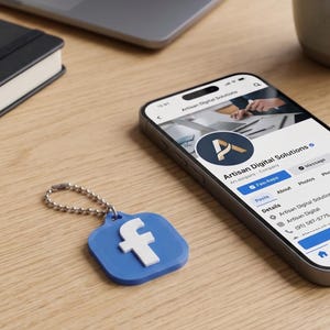 Chaveiro NFC do Facebook, Etiqueta NFC Personalizável e Regravável, Toque para Abrir o Perfil do Facebook, Presente Ideal para Networking de Pequenas Empresas, Compatível com iPhone e Android
