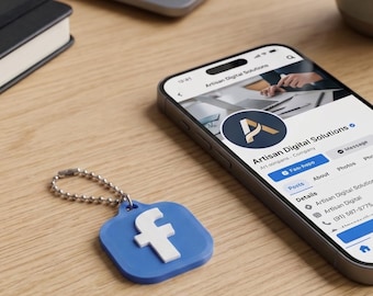 Facebook NFC Keychain, Custom Rewritable NFC Tag, Tap to Open Facebook Profile, Small Business Networking Gift, Works with iPhone & Android