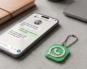 WhatsApp NFC-sleutelhanger, aanpasbare herschrijfbare NFC-tag, tik om een WhatsApp-chat te starten, sleutelhanger met contactgegevens voor kleine bedrijven, werkt met iPhone en Android.