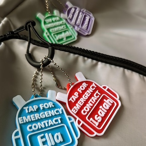 Personalized Emergency Contact NFC Keychain | Custom Safety Tag for Kids, Pets & Loved Ones