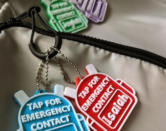 Personalisierter Notfallkontakt NFC Schlüsselbund | Personalisierter Sicherheitsanhänger für Kinder, Haustiere & Lieben