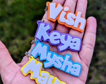 Personalized 3D Printed Name Tag Keychain: Custom Bag Charm