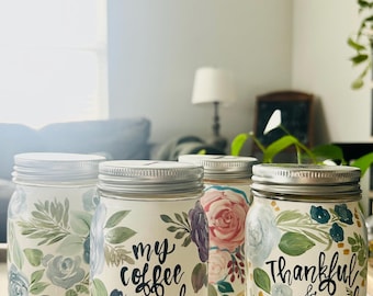 PT Sale handpainted mason jar piggy banks