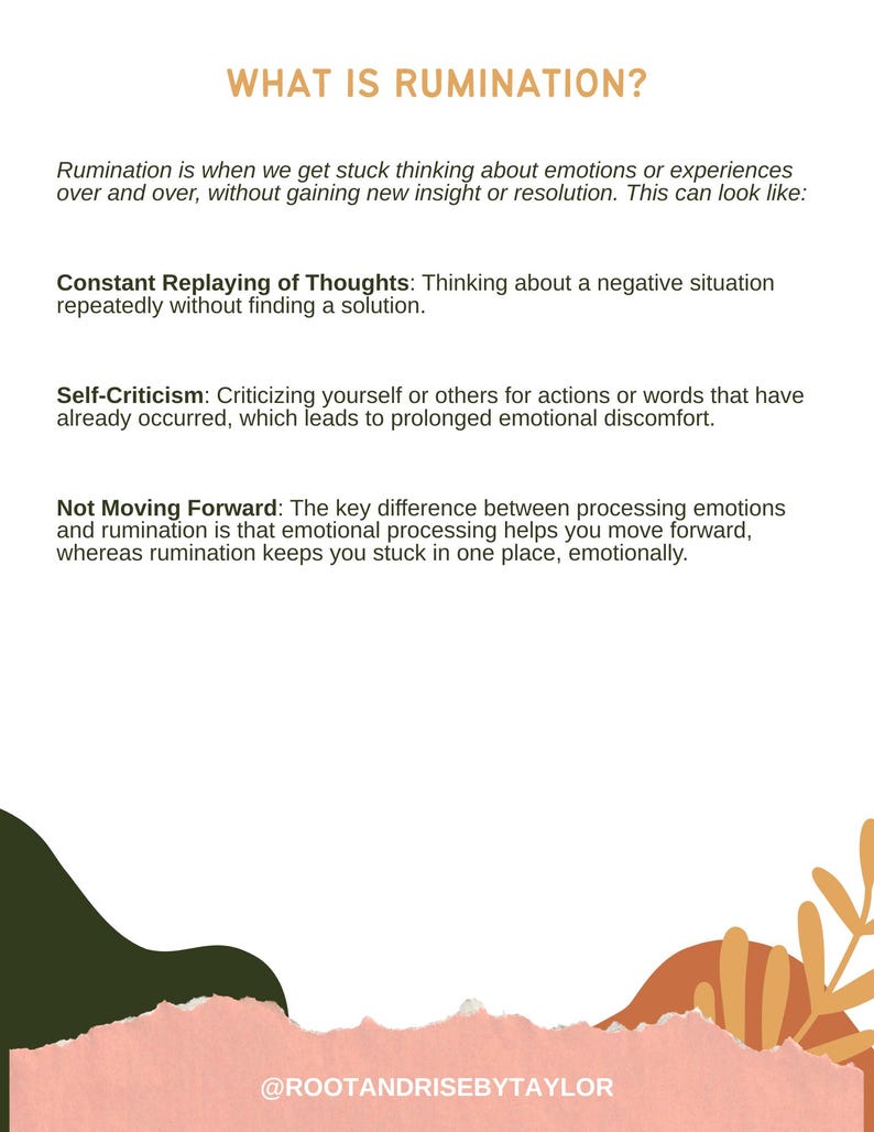 Therapy Guide: Emotional Processing VS Rumination - Etsy