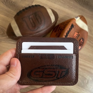 American Football Lederkartenhalter, schlanker Taschenorganizer, Geschenk für ihn, EDC Brieftasche, Vatertagsgeschenk
