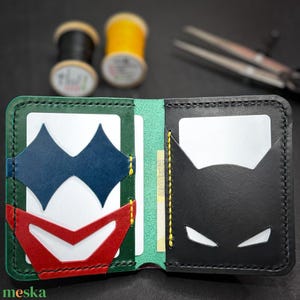 Superheld Fledermaus und Joker Stil Leder Doppel-Kartenhalter
