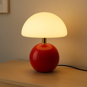 Lampada a fungo vintage / Lampada da tavolo retrò in resina / Luce notturna in cartapesta Art Déco / Elemento decorativo estetico per camera da letto e casa.