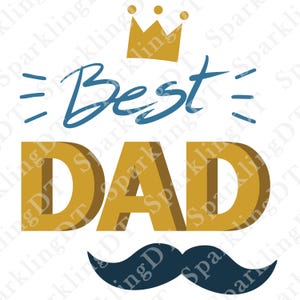 Papa Clipart | Vatertagskrone und Schnurrbart-Zitat-Illustration für Karten, Geschenke, Tassen, Shirts | Digitaler Download
