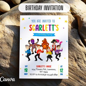 Printable Wiggles birthday invite, Wiigle Birthday Invitation, editable music invitation, wiggles car birthday party