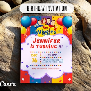 Printable Wiggles birthday invite, Wiigle Birthday Invitation, editable music invitation, wiggles car birthday party