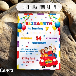 Printable Wiggles birthday invite, Wiigle Birthday Invitation, editable music invitation, wiggles car birthday party