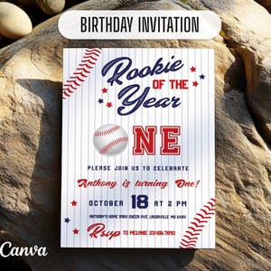 Baseball invitation, national league birthday invitation template, Printable editable invite, rookie of year, sports invite, base ball party