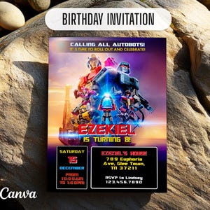 Transformers one party evite, Printable Rescue Bots Birthday Invitation, Optimus Prime invite, Autobots party invitation, Bumblebee invite