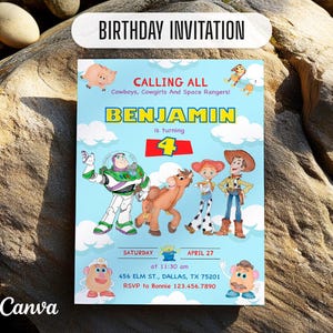 Invito Toy Story Woody, due infiniti oltre Invito modificabile, Invito di compleanno stampabile Toy Story, invito di compleanno per ragazzo e ragazza