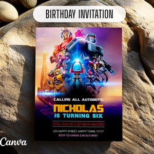 Transformers one party evite, Printable Rescue Bots Birthday Invitation, Optimus Prime invite, Autobots party invitation, Bumblebee invite