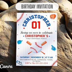 Baseball invitation, national league birthday invitation template, Printable editable invite, rookie of year, sports invite, base ball party