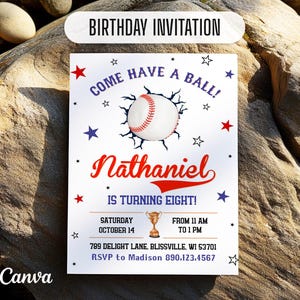 Baseball invitation, national league birthday invitation template, Printable editable invite, rookie of year, sports invite, base ball party
