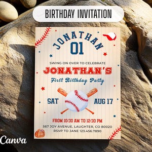 Baseball invitation, national league birthday invitation template, Printable editable invite, rookie of year, sports invite, base ball party
