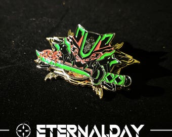 Broche de arte de luxo e ímã de geladeira, broche de esmalte de samurai tigre galvanizado, broche gótico, broche cyberpunk, broche de lapela para ele, presente de joia
