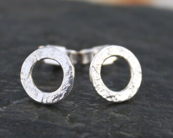 Silver circle stud earrings